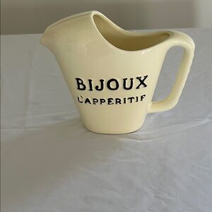 Bijoux Cream Pitcher from Restoration Hardware made in Portugal 7 x 9 inches